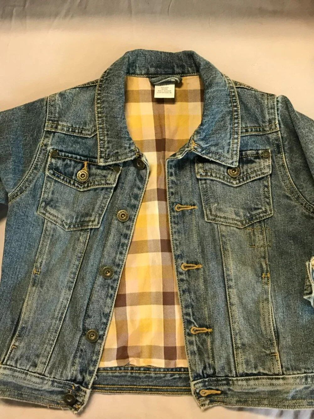 Gymboree denim jean jacket 2t-3t fully lined plaid flannel